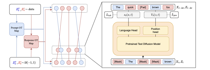 DDOT architecture with joint token and position diffusion